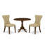Ensemble de salle à manger 3 pièces pour petits espaces comprenant une table de salle à manger ronde avec Dropleaf et 2 chaises de salle à manger Parsons en tissu brun, 42 x 42 pouces, noyer-353768442-353768441