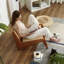 Arihaan Japandi Style Armless Lounge Chair, Solid Ash Wood Frame with Handwoven Rattan Seat, 440 lbs Weight Capacity, Minimalist Nordic Design Accent Chair