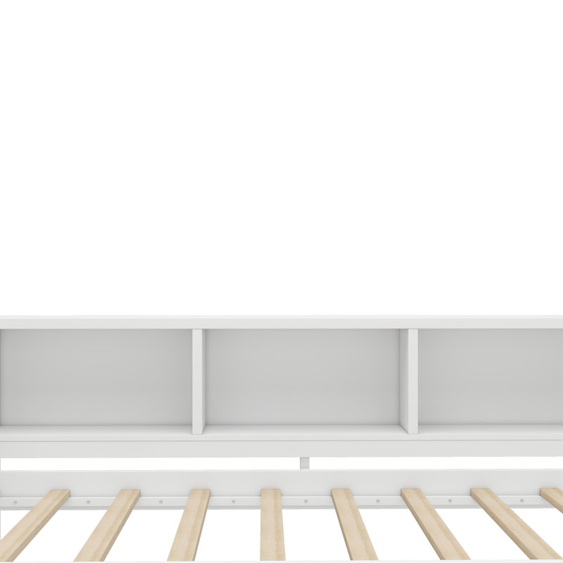 Premium Twin Size Daybed With Trundle – Solid Wood Daybed Frame Featuring Ample Storage Drawers And Side Shelves, Built-In Desk For Multifunctional Use, No Spring Box Needed, White