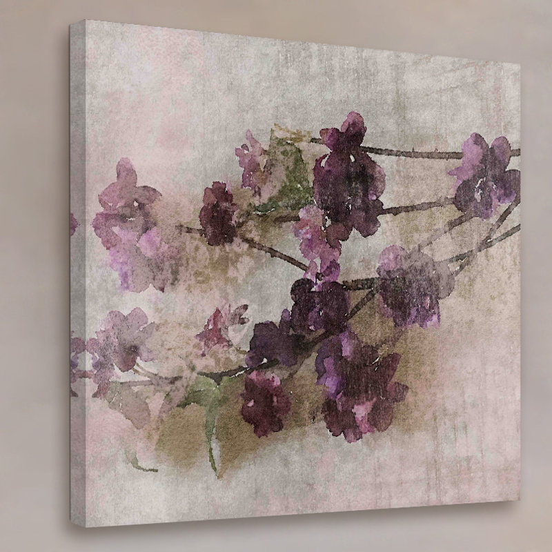 « purple fleurs 2 », reproduction d’art sur toile tendue, H 18 po x l 18 po x P 1,5 po