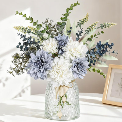 Fake Flowers Artificial Blue Flowers With Vase