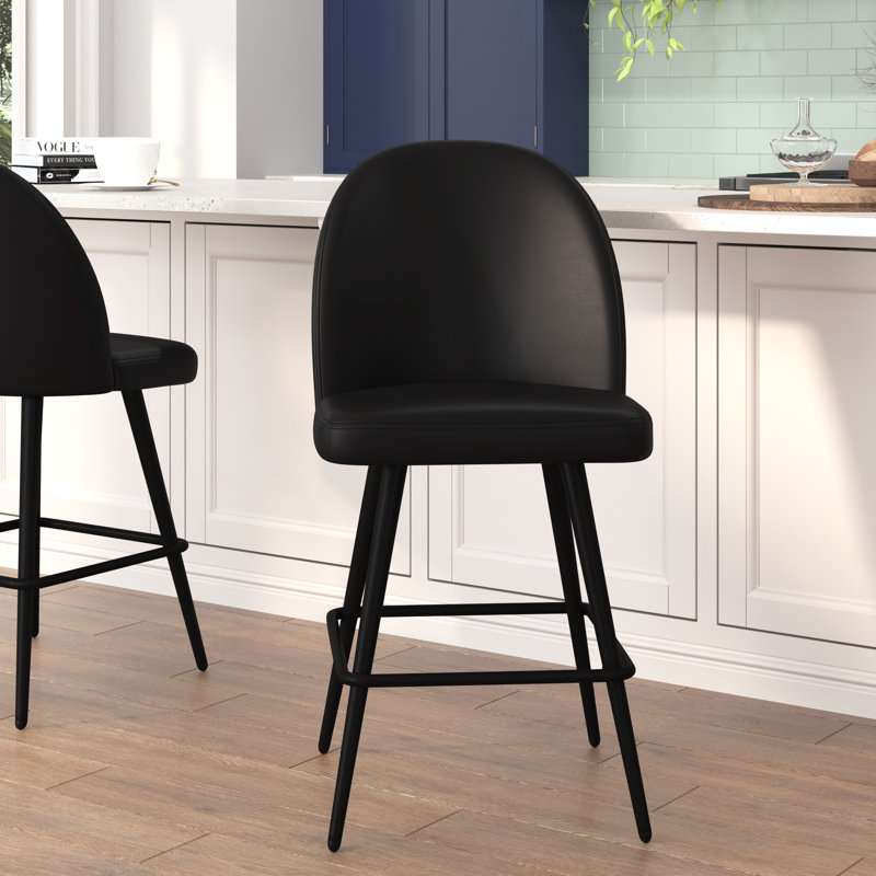 Andreano Commercial Grade Armless Stools with Contoured Backs, 30", Black