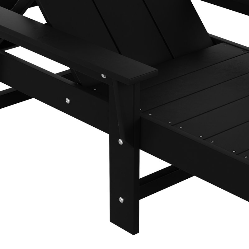 Joubert 77.6" Long Outdoor All-Weather Poly Reclining Single Chaise, Black