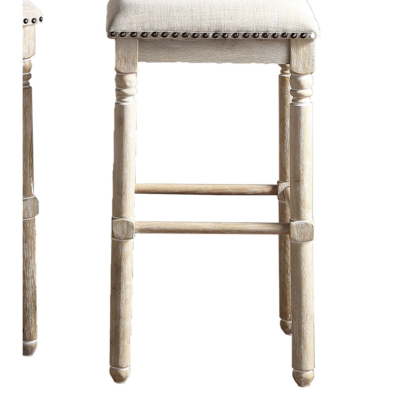 Tabourets de bar en bois, de 2 brun clair - Tabouret rembourré en tissu pour le bar, rembourrage en mousse