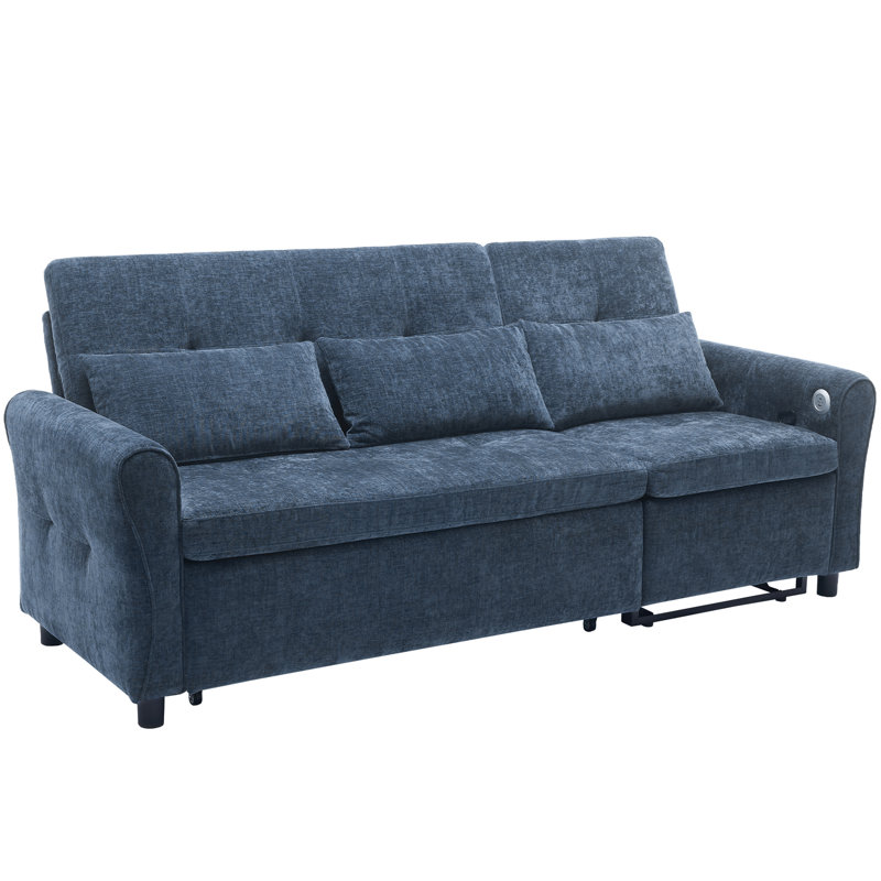 Canapé convertible 2 en 1 avec fauteuil inclinable réversible et lit escamotable, idéal pour les salons modernes, bleu, Bleu