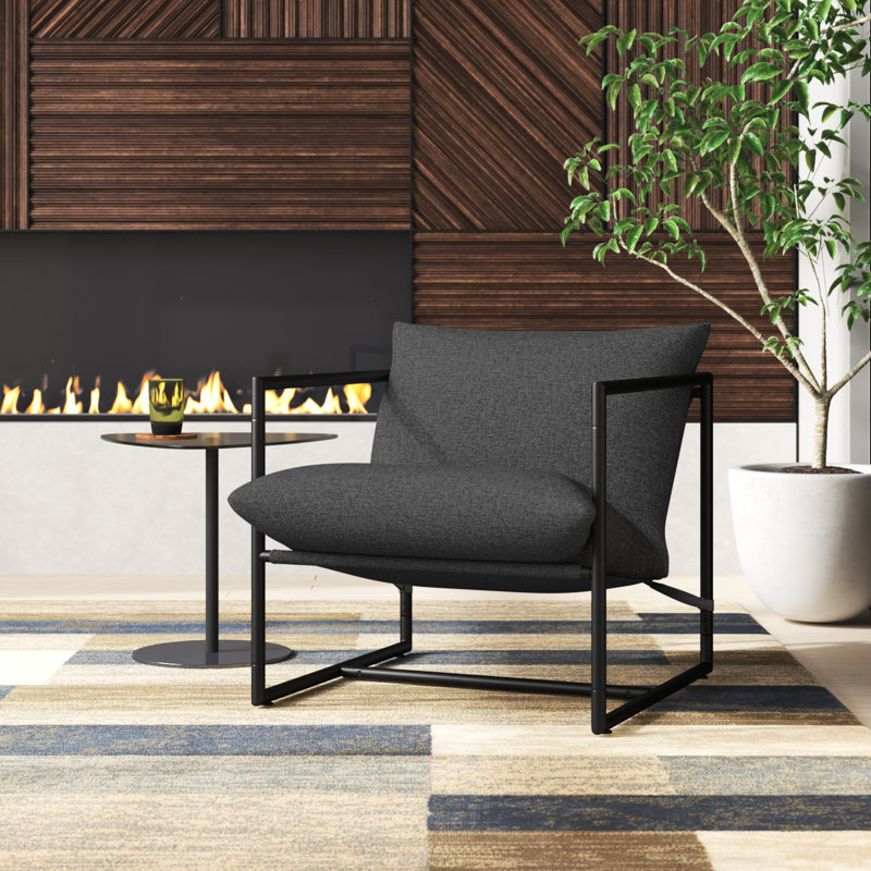 Reagle Modern Metal Framed Sling Accent Chair, Jackie & Josh Dark Grey