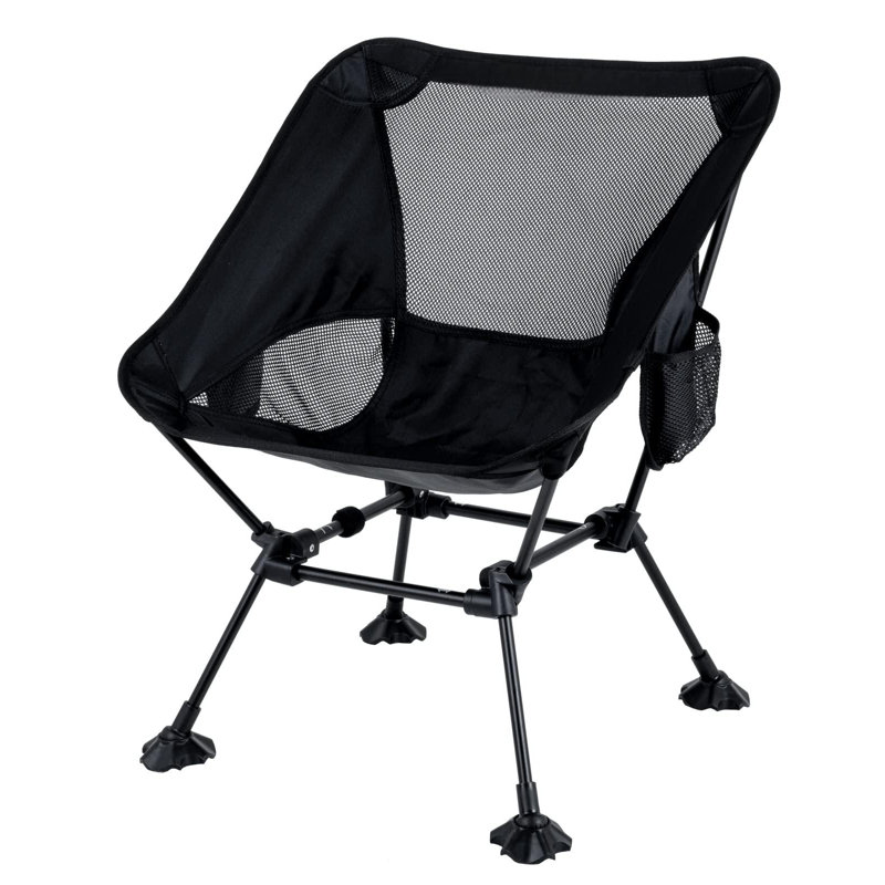 Ultralight Compact Camping Folding Beach Chair With Anti-Sinking Large Feet And Back Support Webbing (Black - Square Frame)