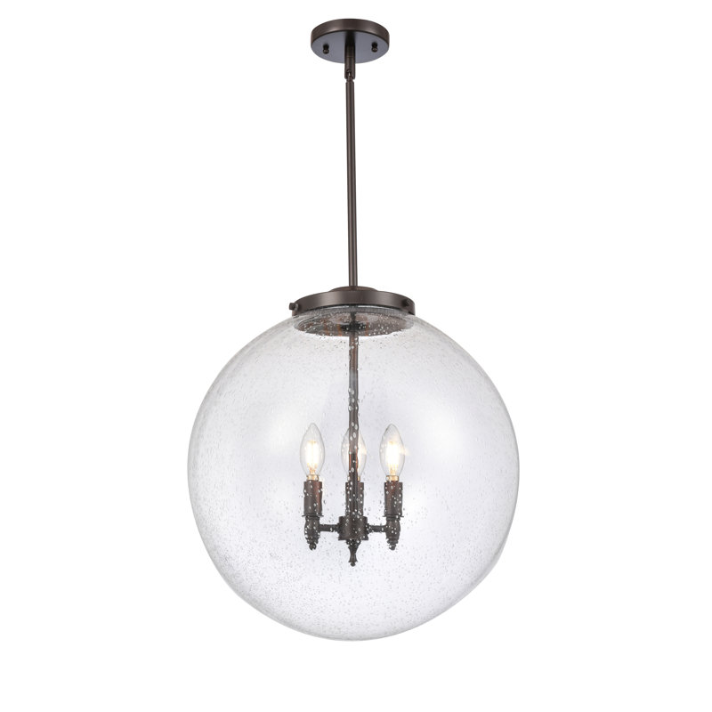 Luminaire suspendu simple à 3 lumières Frederick, H 19 po x l 18 po x P 18 po, Bronze huilé