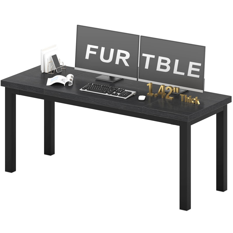 Grand bureau d'ordinateur, bureau d'ordinateur de jeu avec un design moderne, bureau d'ordinateur de bureau., Noir