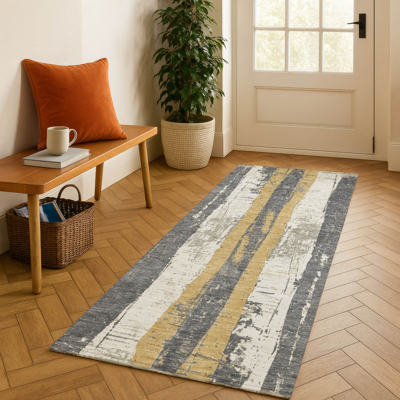 Premium Machine Washable Crestover AMF1872 Stripes Rug, Runner 2'3" x 7'6"
