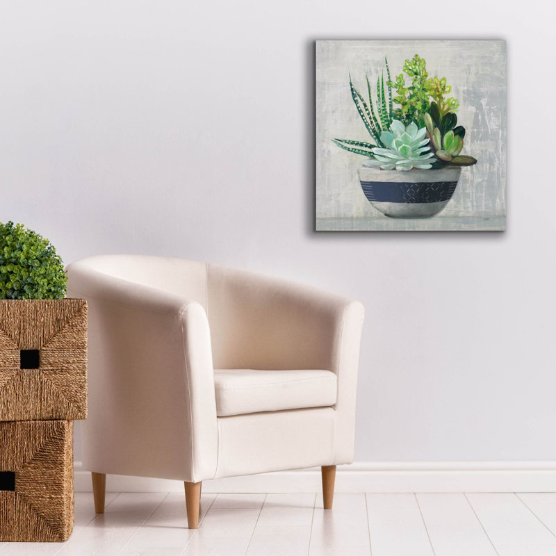 «Succulent Still Life 2 Navy» par Julia Purinton, art mural sur toile, H 26 po x l 26 po x P 1,5 po