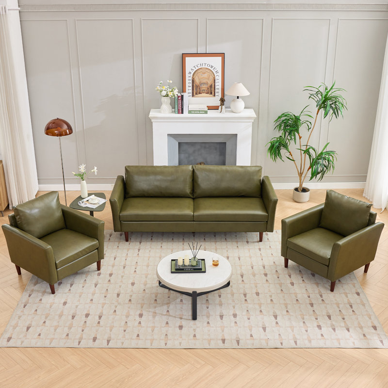 Ensemble de salon 3 pièces Bobur, Vert olive