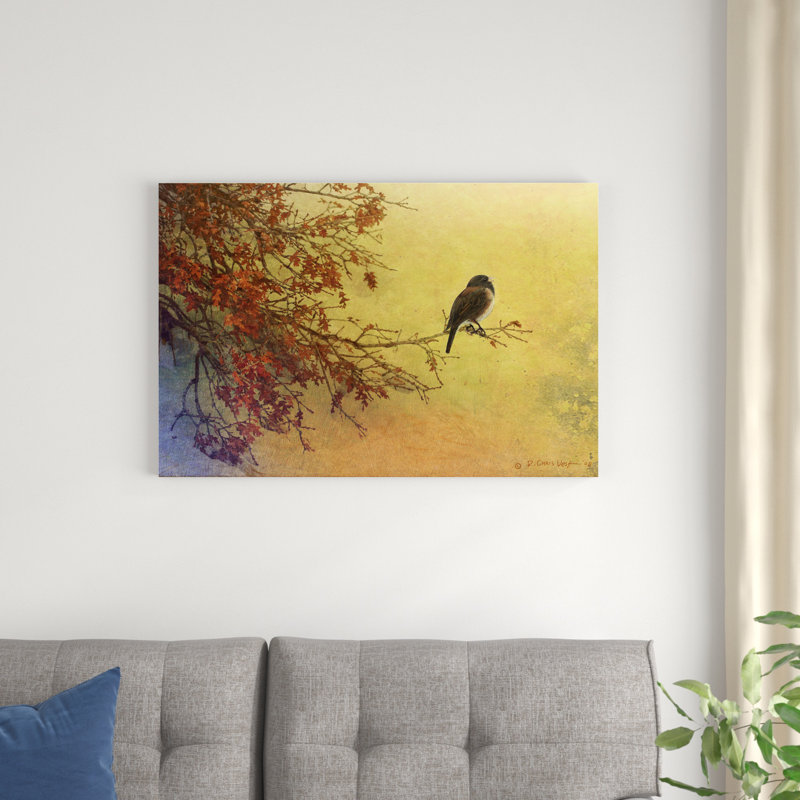 " Snow Oak Junco " Painting Print, 24" H x 36" W x 1.25" D