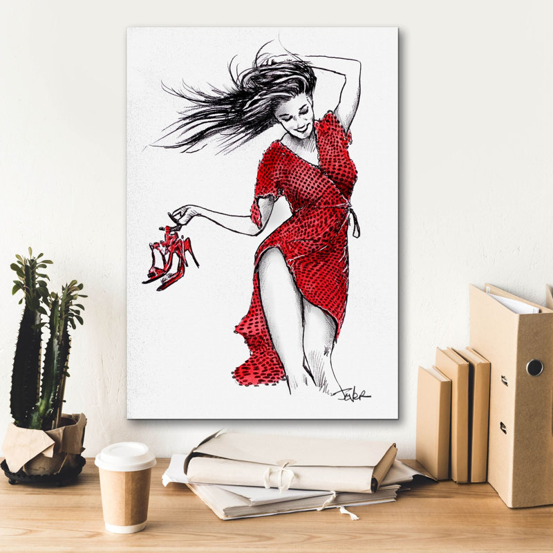 "Epic Graffiti" Scarlet Days "par Loui Jover, art mural sur toile, H 26 po x l 18 po x P 0,75 po