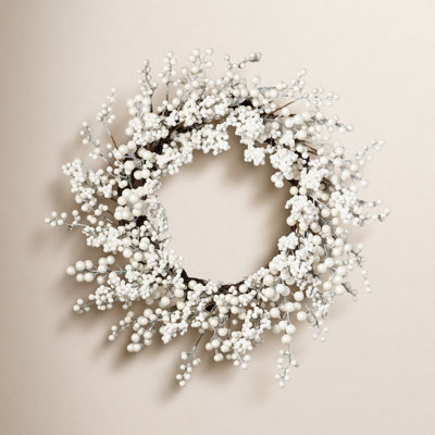 Waterproof Winter White Pearl Berry Christmas Holiday Front Door Wreath
