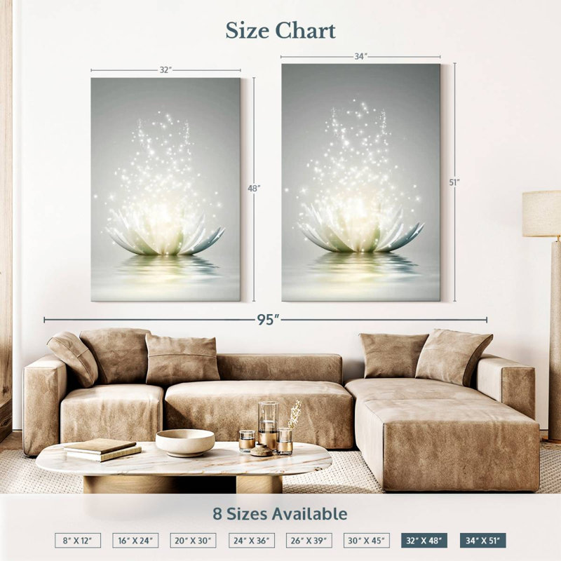 Lotus Sparkle Canvas Print, 32" H x 48" W x 1.25" D