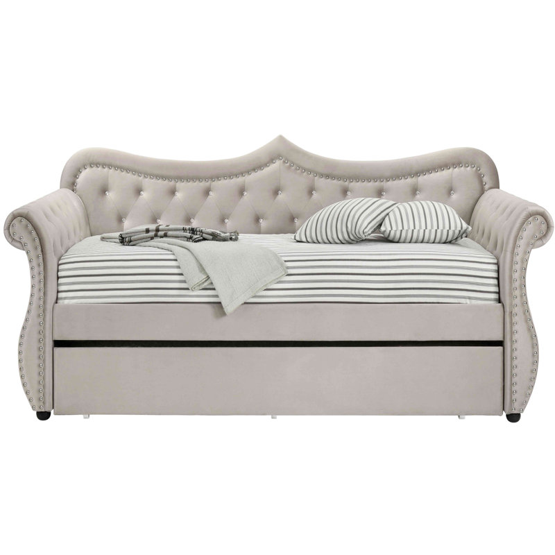 Lit de jour rembourré avec couchette, Beige