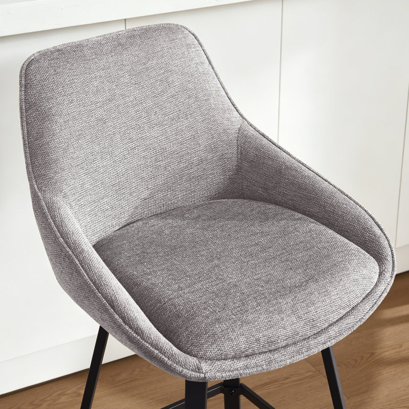 Tabouret de comptoir pivotant de 25,6 po avec structure en métal Absalom, Gris, 3
