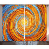 Vortex Spiral Rotary Chaotic Abstract Semi-Sheer Rod Pocket Curtain Panels