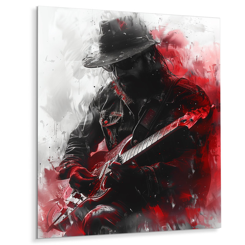 «Grey Red Music Rock», reproduction d'art mural, Sans cadre, métal, H 34 po x l 44 po