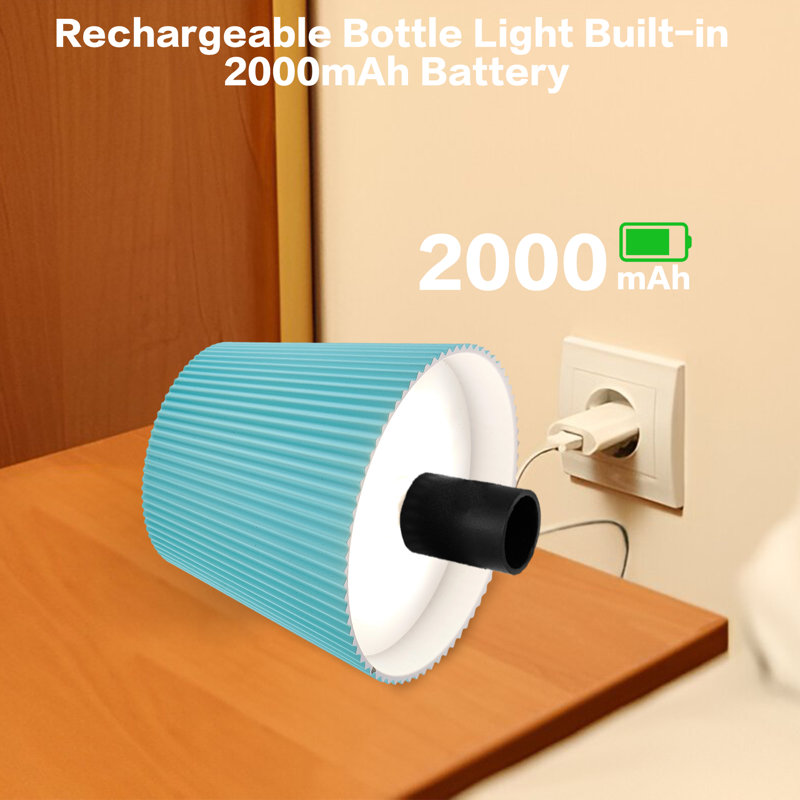 Wireless Dimmable LED Bottle Desk Lamp,3 Color Temperature,Black, Black, Black