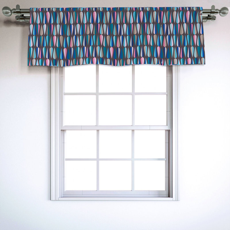 Sateen Geometric Ruffled Window Valance