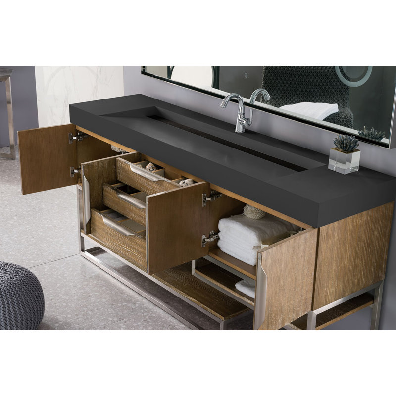 Columbia 72'' W Single Vanity, Glossy White, Dusk Gray, Brushed Nickel