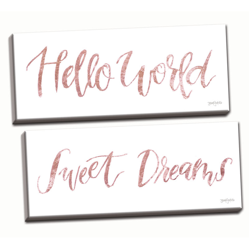 « Sweet Baby Girl Pink I & II », ensemble de 2 pièces d'art encadré, H 8 po x l 20 po x P 0,75 po, Toile tendue