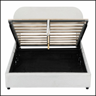 Teddy Fleece Size Upholstered Platform Bed with Hydraulic Storage System, Perfect for Modern and Cozy Bedrooms