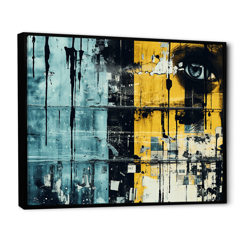 Urban Odyssey Collages II - Collages abstraits, impressions sur toile, Cadre flottant noir, H 30 po x l 40 po x P 1,5 po