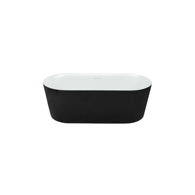 Baignoire autoportante 60 "avec trop-plein Bahli, noir et blanc