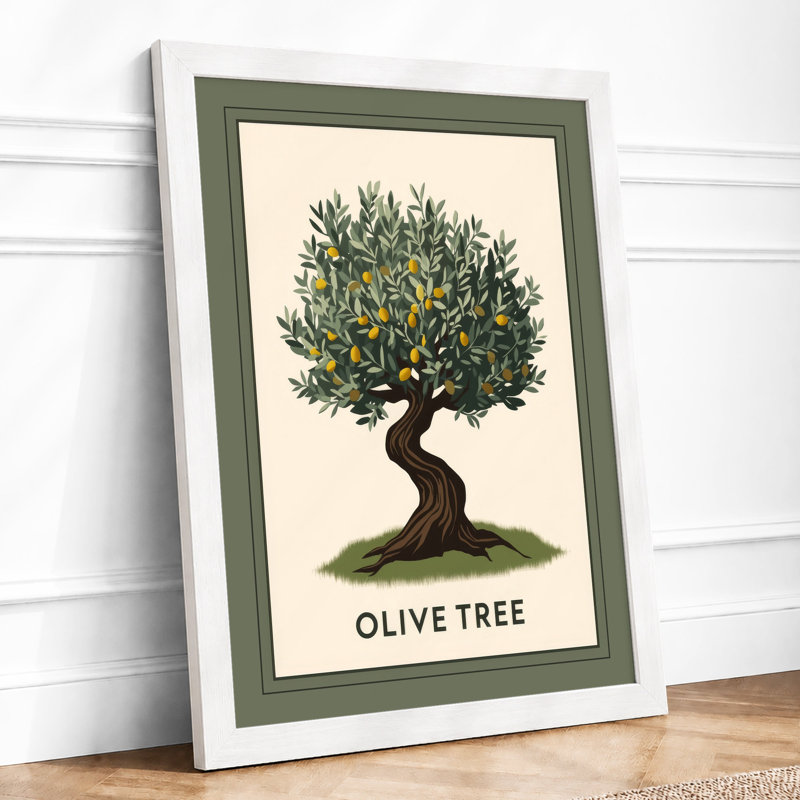 Olive Tree Botanical - Framed Print, A1 - 84.1 x 59.4 cm, White