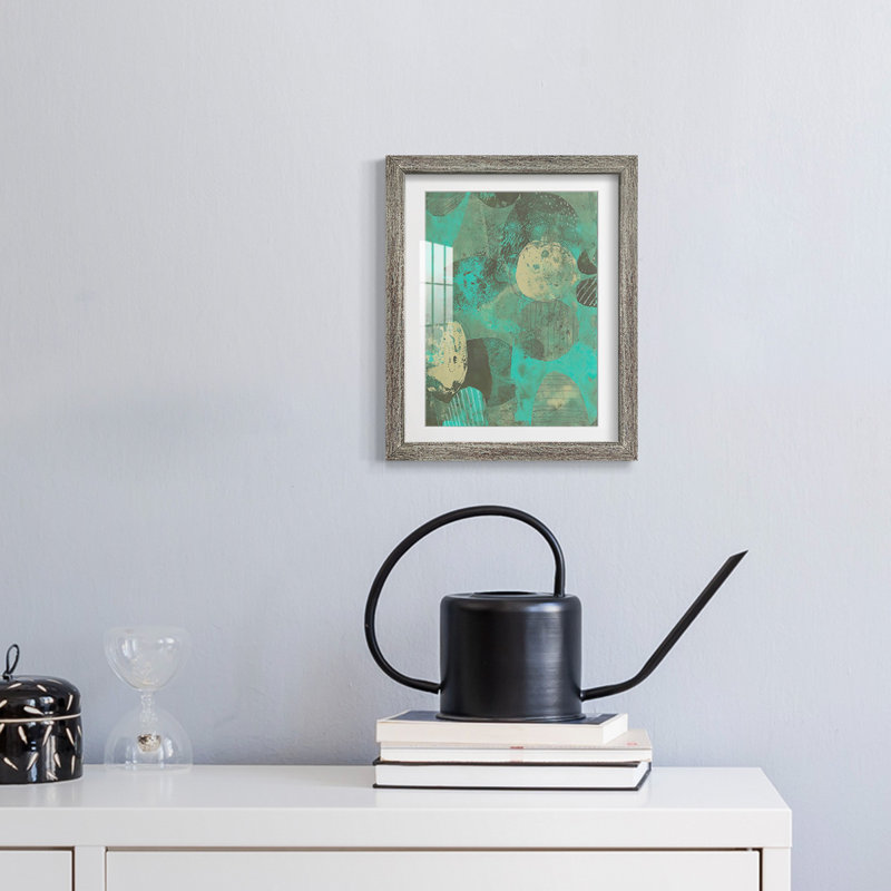 Bright Orbit II - Matted and Framed Under Glass, Large Living Room Wall Art, 25.5" H x 17.5" W, Distressed