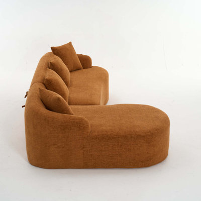 L-Shape Sectional Sofa With Curved Chaise, Wider Armrests, Deeper Seat For Comfortable Relaxation In Living Room