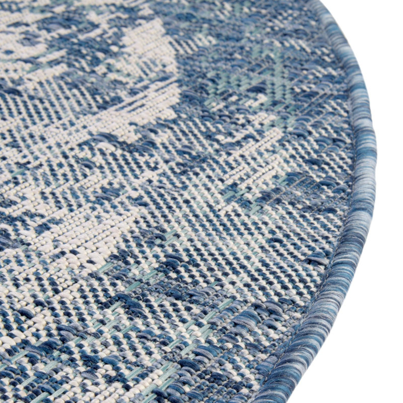 Tapis d'intérieur / extérieur bleu Susan, Rond 7 pi 10 po