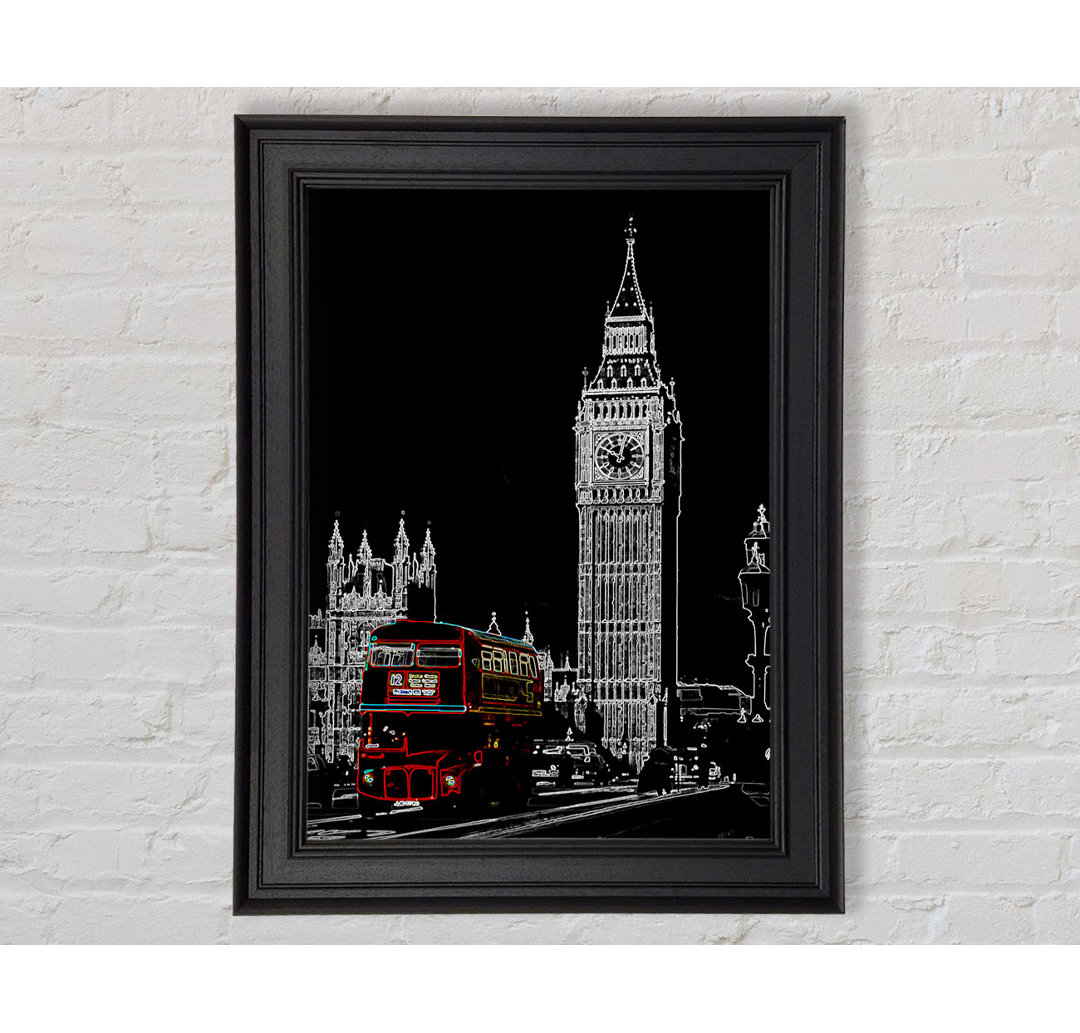 London Big Ben Roter Bus Gerahmter Druck