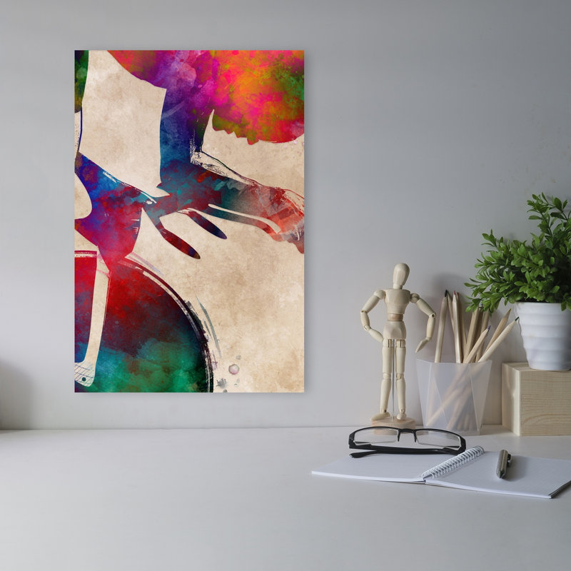 «Dynamic Watercolor Cyclist», art mural contemporain, 18" H x 12" W