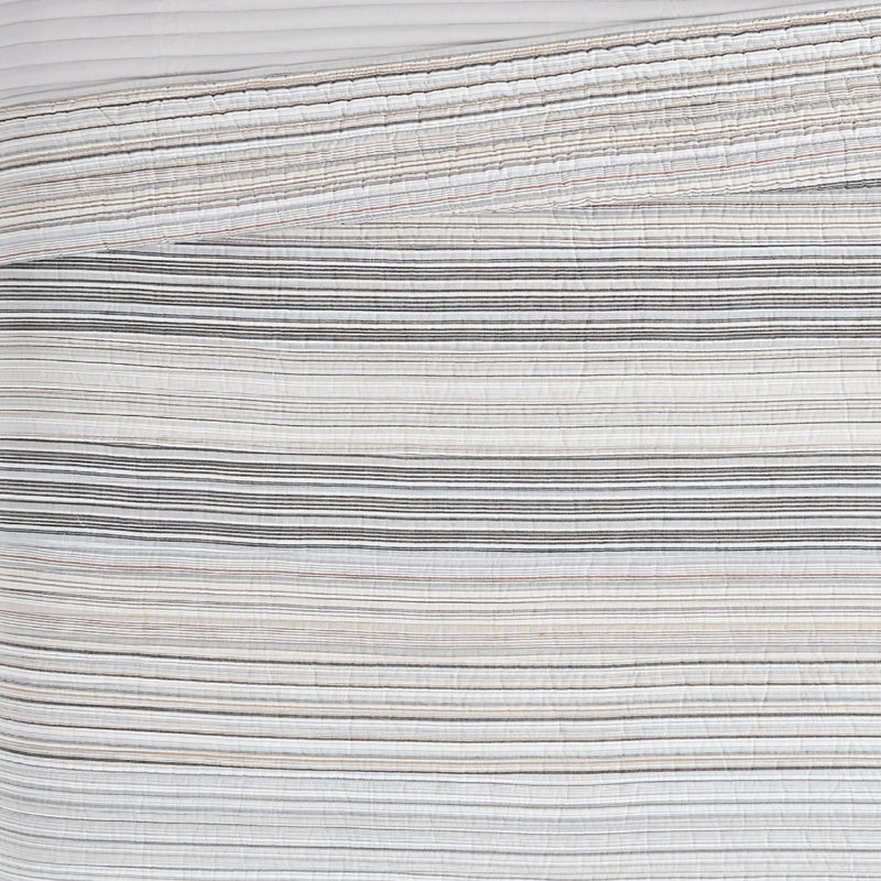 Gray Twin Microfiber Quilt Set with Striped Design