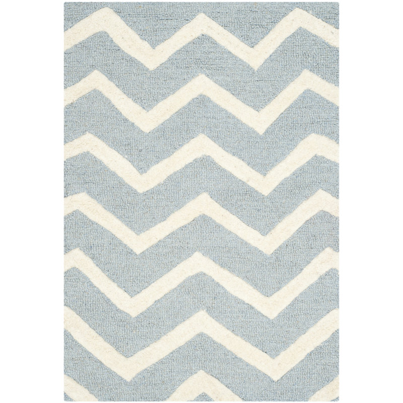 Tapis à chevrons en laine touffeté à la main Sanyla, Rectangulaire 2 pi x 3 pi