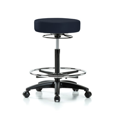 PERCH Chrome 360 Degree Height Adjustable Swivel Stool with Foot Ring | High Bench Height 24-34"