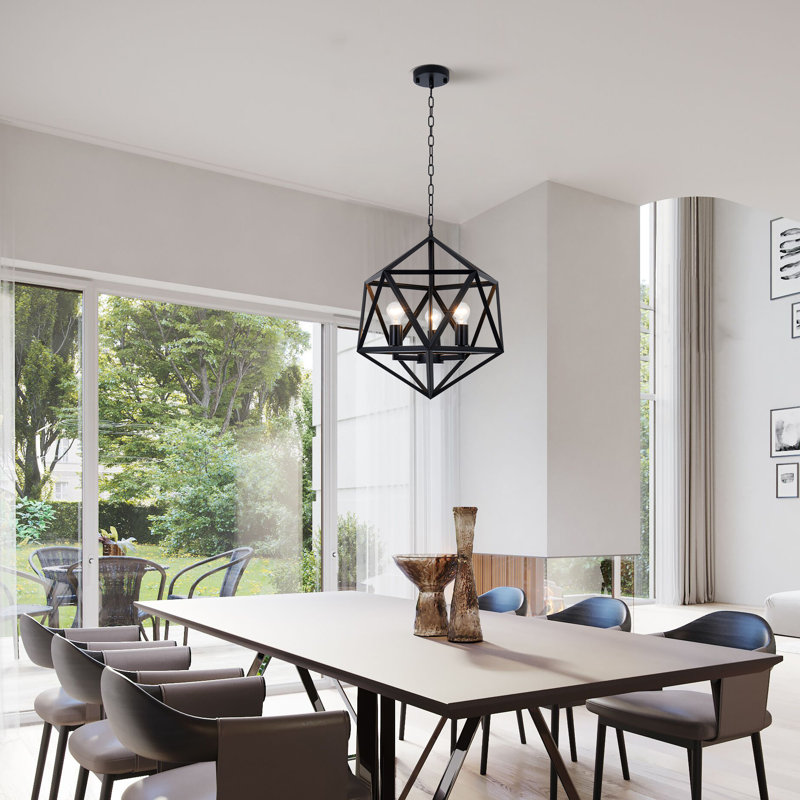 3-light Dimmable Geometric Chandelier