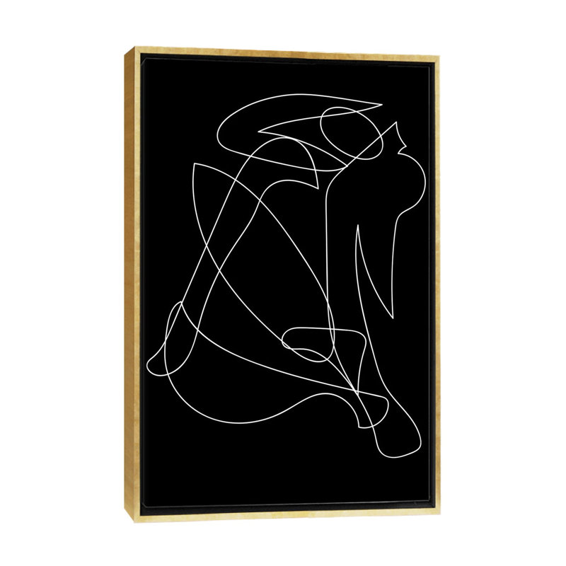 Silhouette déconstruite par Mambo art studio-impression, Pas de tapis, Toile encadrée d'or, H 26 po x l 18 po x 1,5 po