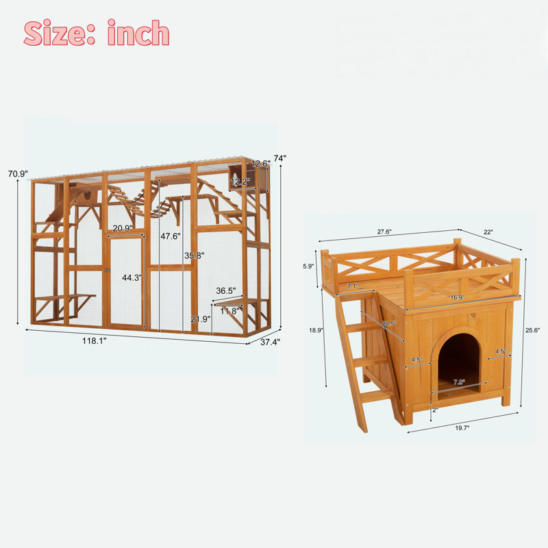Maison d'extérieur pour chat avec boîte extérieure et plus d'espace