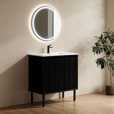 Meuble-lavabo autoportant Valdren de 30 po avec lavabo en céramique intégré