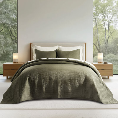 Ensemble de courtepointe surdimensionnée en satin de coton avec surpiqûres en satin de coton - 3 pièces ensemble d'édredon très grand avec taies décoratives, couvre-lit léger toutes saisons