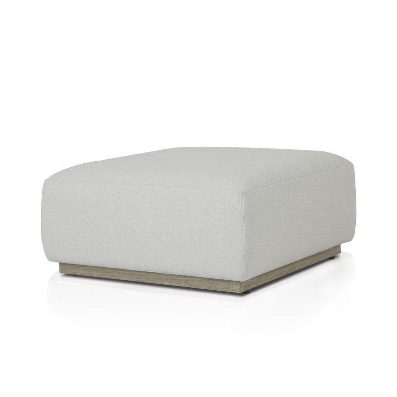 Anat Upholstered Ottoman, White Polypropylene/Olefin, Light Brown