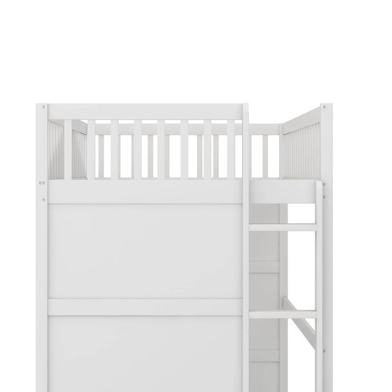Twin House Loft Bed With Ladder, White