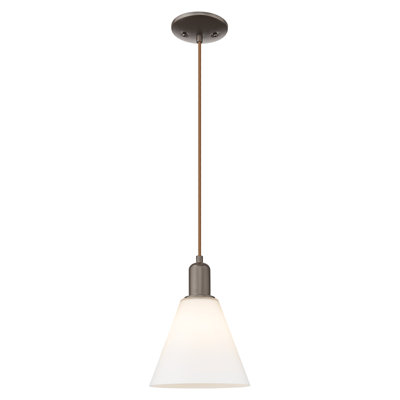 Arcadia - Benston - Mini-luminaire suspendu à cordon 1 lumière 8 po - Finition bronze huilé - Abat-jour blanc mat