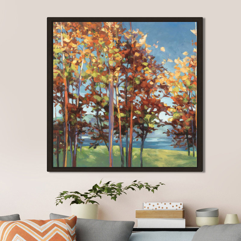 «Kaleidoscope I», reproduction de peinture acrylique sur toile, H 31,5 po x l 31,5 po x P 2 po, Cadre flottant espresso