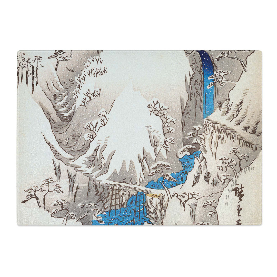 Tempered Glass River Waterfall by Utagawa Hiroshige Chopping Board